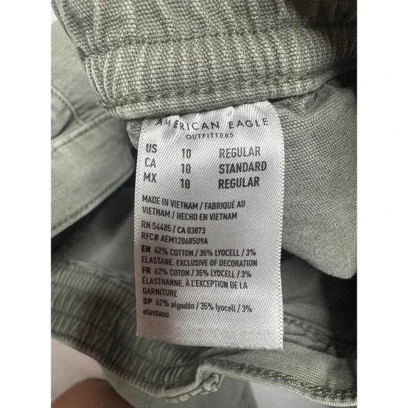 American Eagle Women 10 Cargo Pants Olive Green Stretch Utility High Rise 1840 - Picture 10 of 10